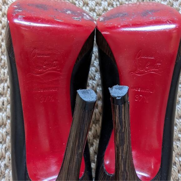 CHRISTIAN LOUBOUTIN New Simple Pump 120 Kid/Wood Heel, 37.5, EUC, Black - Picture 9 of 13